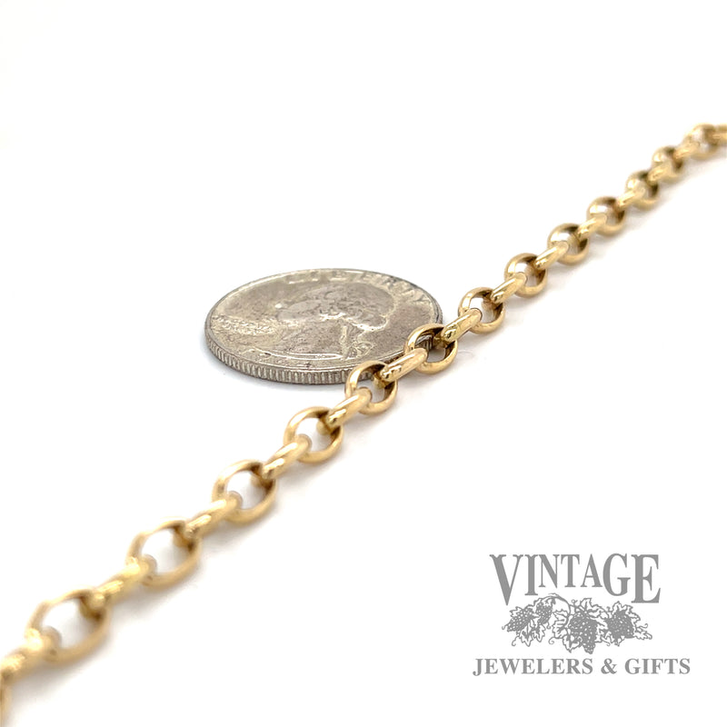 7" Rolo link 14k gold bracelet side scale