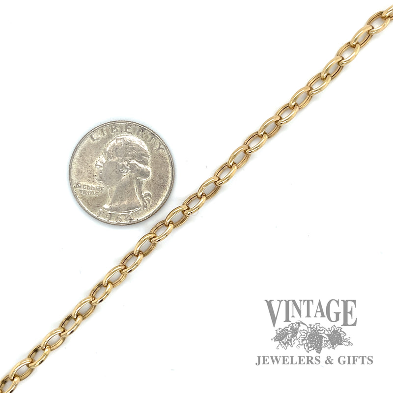 7" Rolo link 14k gold bracelet scale