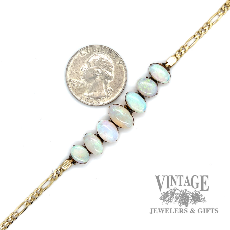 6.75" Figaro Link 14k gold Opal bracelet scale