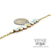 6.75" Figaro Link 14k gold Opal bracelet side scale