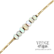 6.75" Figaro Link 14k gold Opal bracelet