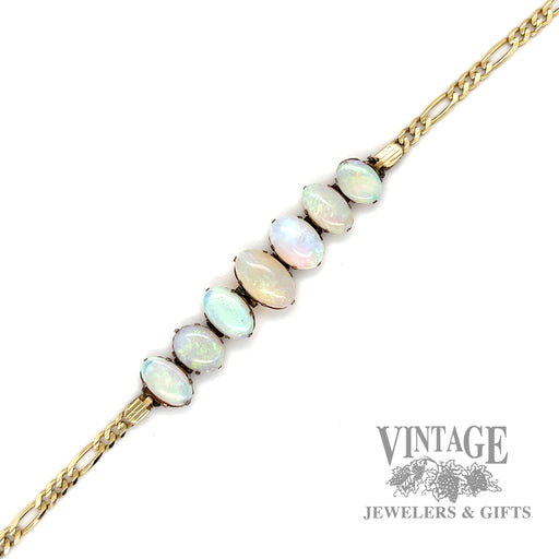 6.75" Figaro Link 14k gold Opal bracelet