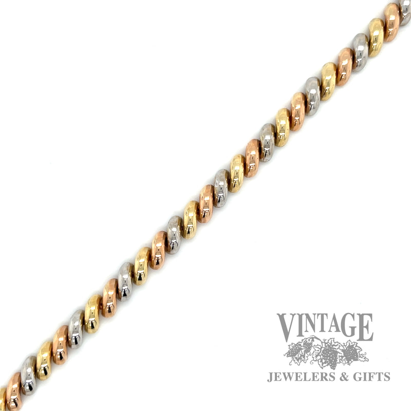 7.75" San Marcos Link 14k Tri-gold bracelet