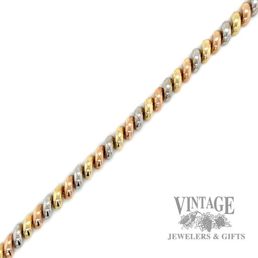 7.75" San Marcos Link 14k Tri-gold bracelet