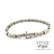 7.5" Tennis Link w/ Diamonds accents 10k gold bracelet round