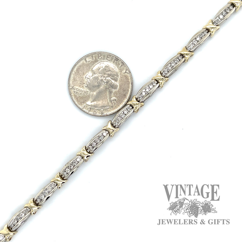 7.5" Tennis Link w/ Diamonds accents 10k gold bracelet scale