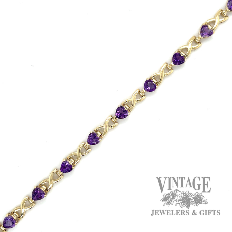 7.5" Tennis Link w/ Heart Shaped Amethyst bracelet