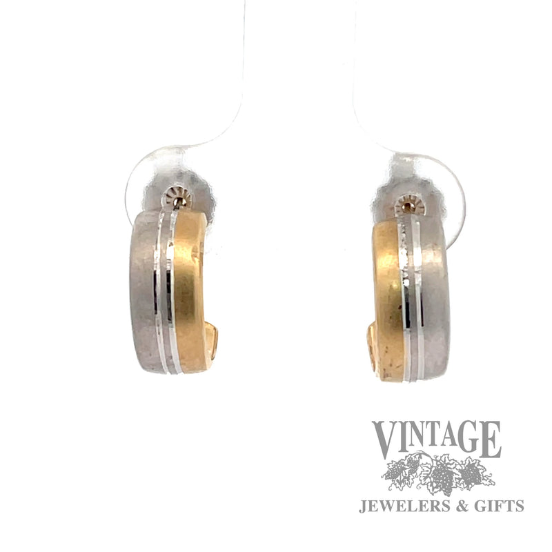 14k gold Two tone Huggie earrings