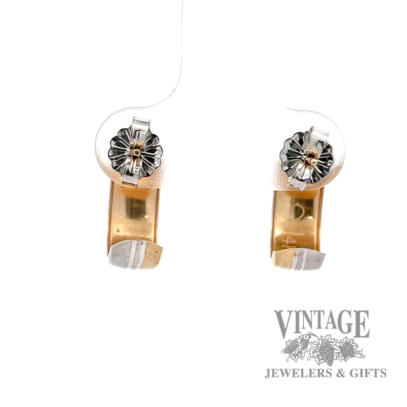 14k gold Two tone Huggie earrings