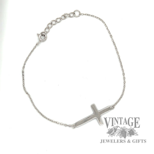Silver cable link Cross Bracelet round