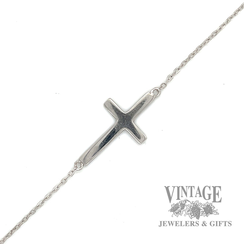 Silver cable link Cross Bracelet