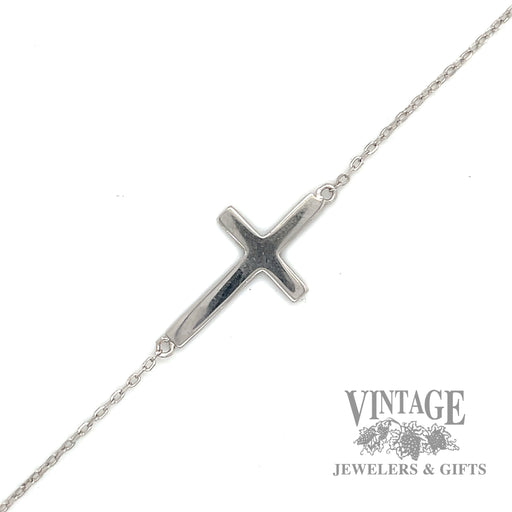 Silver cable link Cross Bracelet