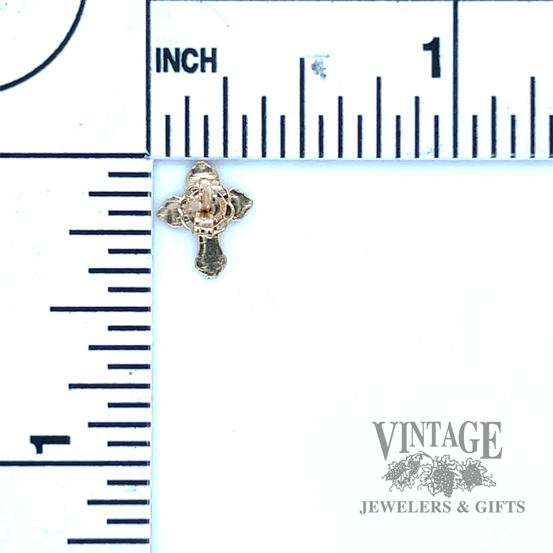 Cross shaped 12k yellow gold earrings scale