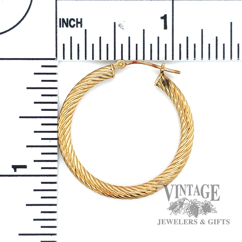 Rope Hoop 16k yellow gold earrings scale