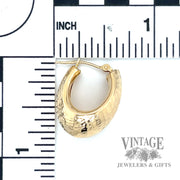 Textured Hoop 14k yellow gold earrings scale