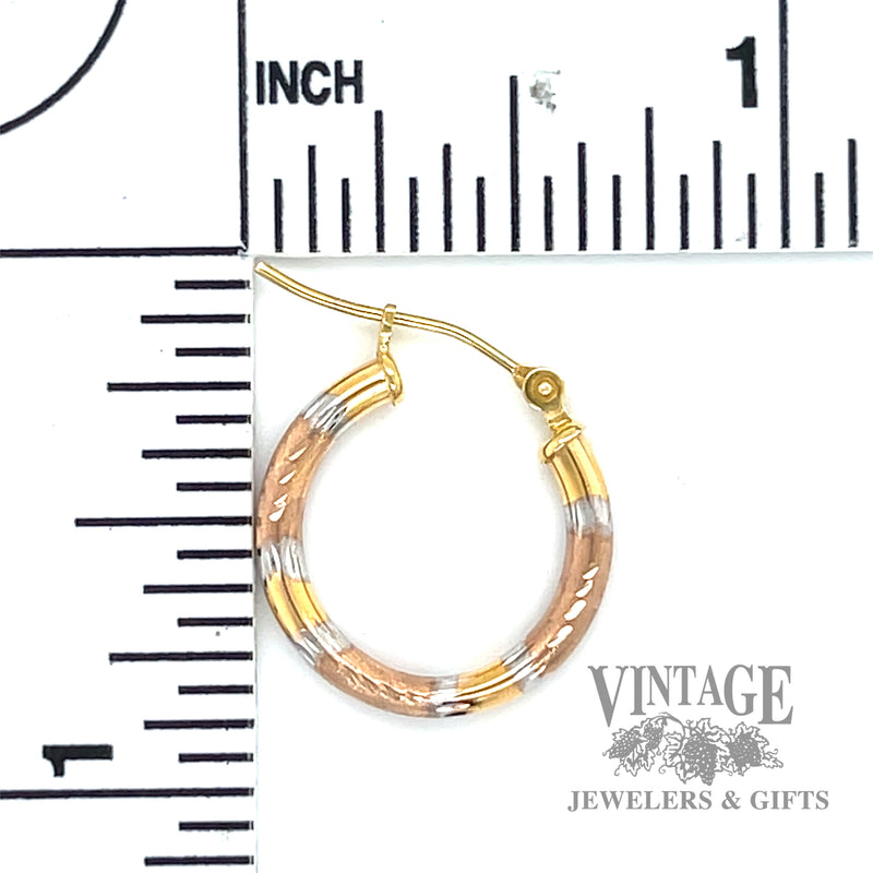 Engraved hoop 10k yellow gold earrings scale