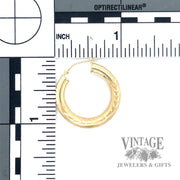 Brushed Hoop 14k yellow gold earrings scale