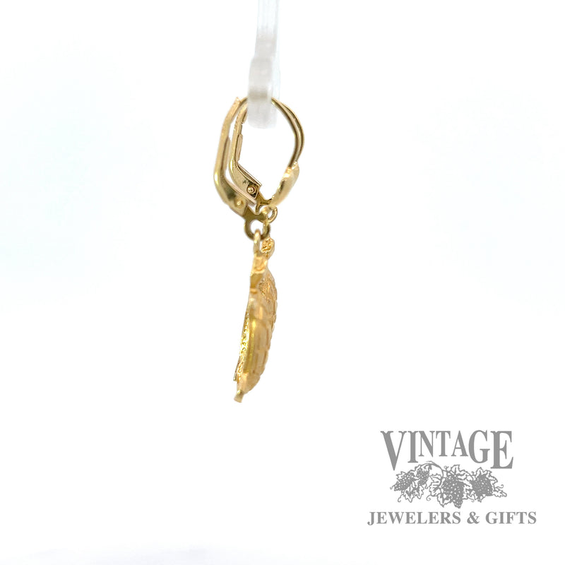Turtle 14k yellow gold earrings right