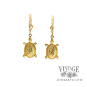 Turtle 14k yellow gold earrings back