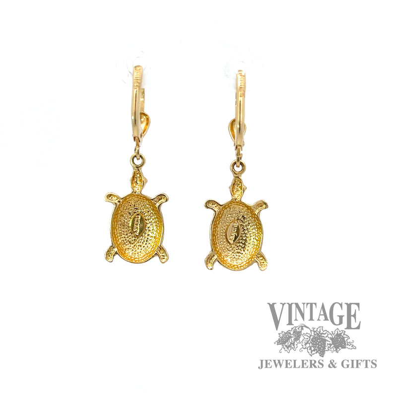 Turtle 14k yellow gold earrings back