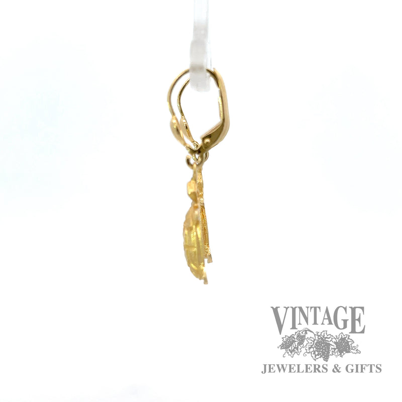 Turtle 14k yellow gold earrings left