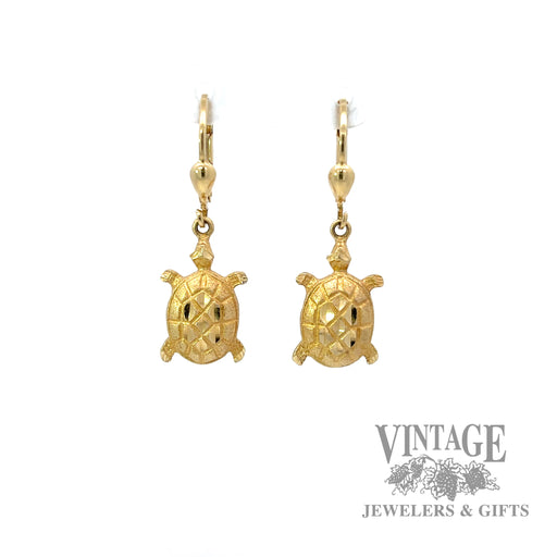 Turtle 14k yellow gold earrings