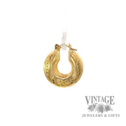 Hoop Etched 14k yellow gold earrings right