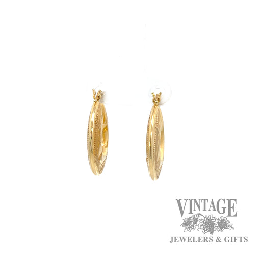 Hoop Etched 14k yellow gold earrings  