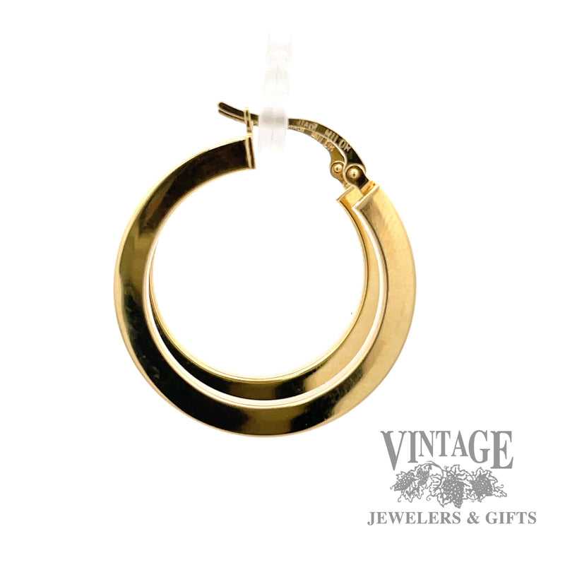 Squared Hoop 18k gold earrings left