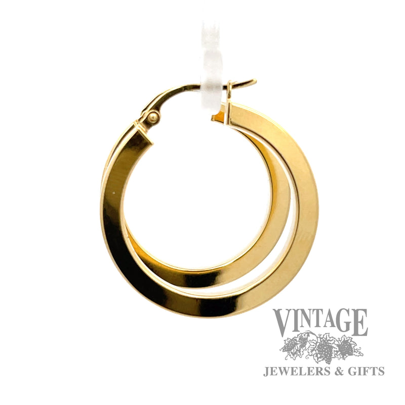 Squared Hoop 18k gold earrings right