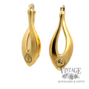 Puffed Droplet 17k yellow gold hoop earrings back