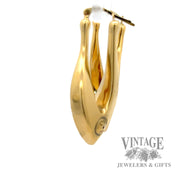 Puffed Droplet 17k yellow gold hoop earrings right