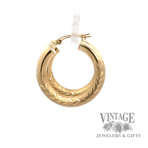 Brushed Hoop 14k yellow gold earrings right