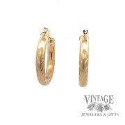 Brushed Hoop 14k yellow gold earrings back