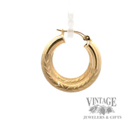 Brushed Hoop 14k yellow gold earrings left