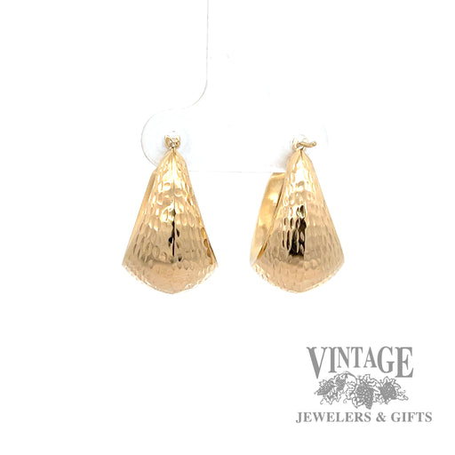 Textured Hoop 14k yellow gold earrings