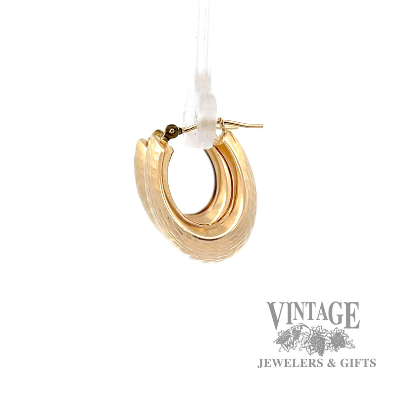 Textured Hoop 14k yellow gold earrings right
