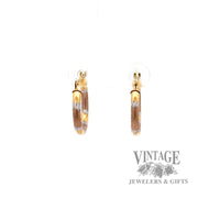 Engraved hoop 10k yellow gold earrings back