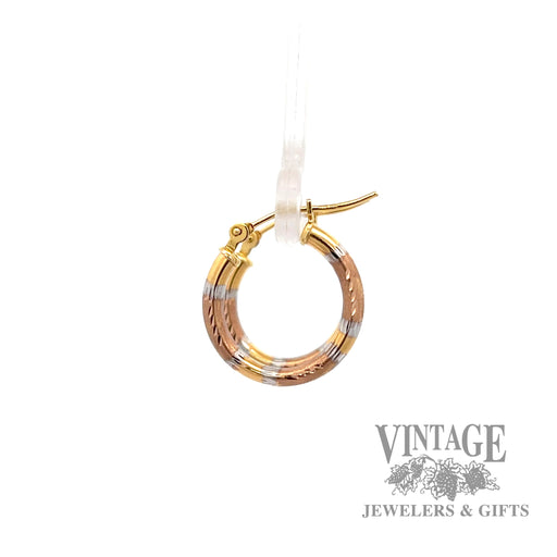 Engraved hoop 10k yellow gold earrings right