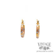 Engraved hoop 10k yellow gold earrings