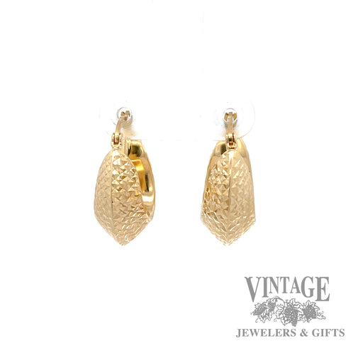 Textured hoop 14k yellow gold earrings back
