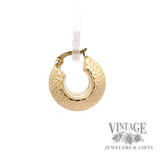 Textured hoop 14k yellow gold earrings right