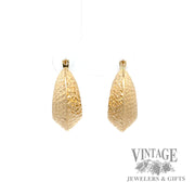 Textured hoop 14k yellow gold earrings