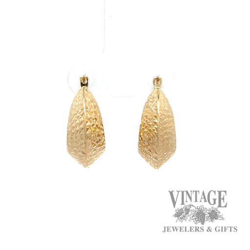 Textured hoop 14k yellow gold earrings