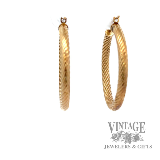 Rope Hoop 16k yellow gold earrings front