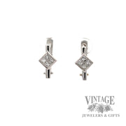 Dangle style w/ white stone 18k white gold earrings front