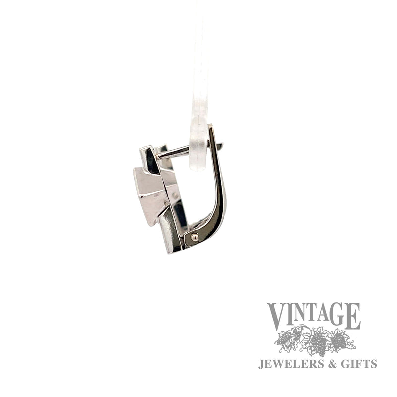 Dangle style w/ white stone 18k white gold earrings right