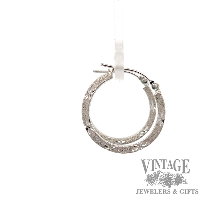 Hoop ring 14k white gold earring right side