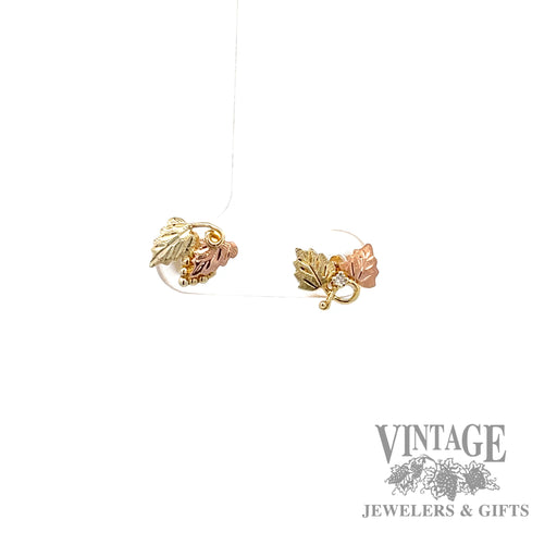Grape leaf 12k Tri-Gold earrings
