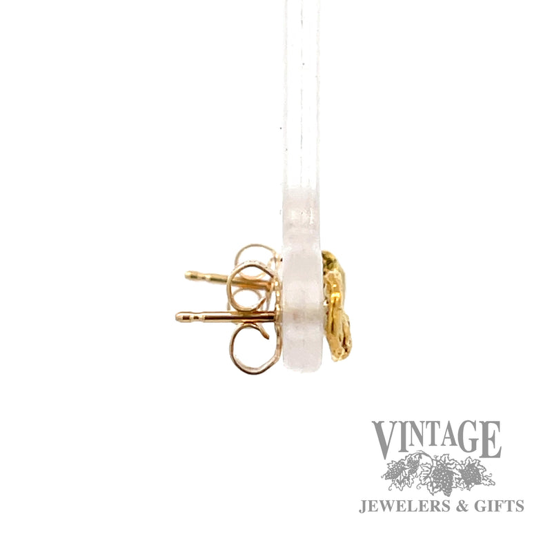 Gold Nugget 20k yellow gold earrings left